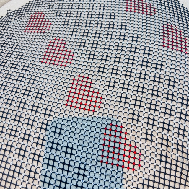 SS16 Creative Pattern Black Diamante Mesh Fabric Supplier