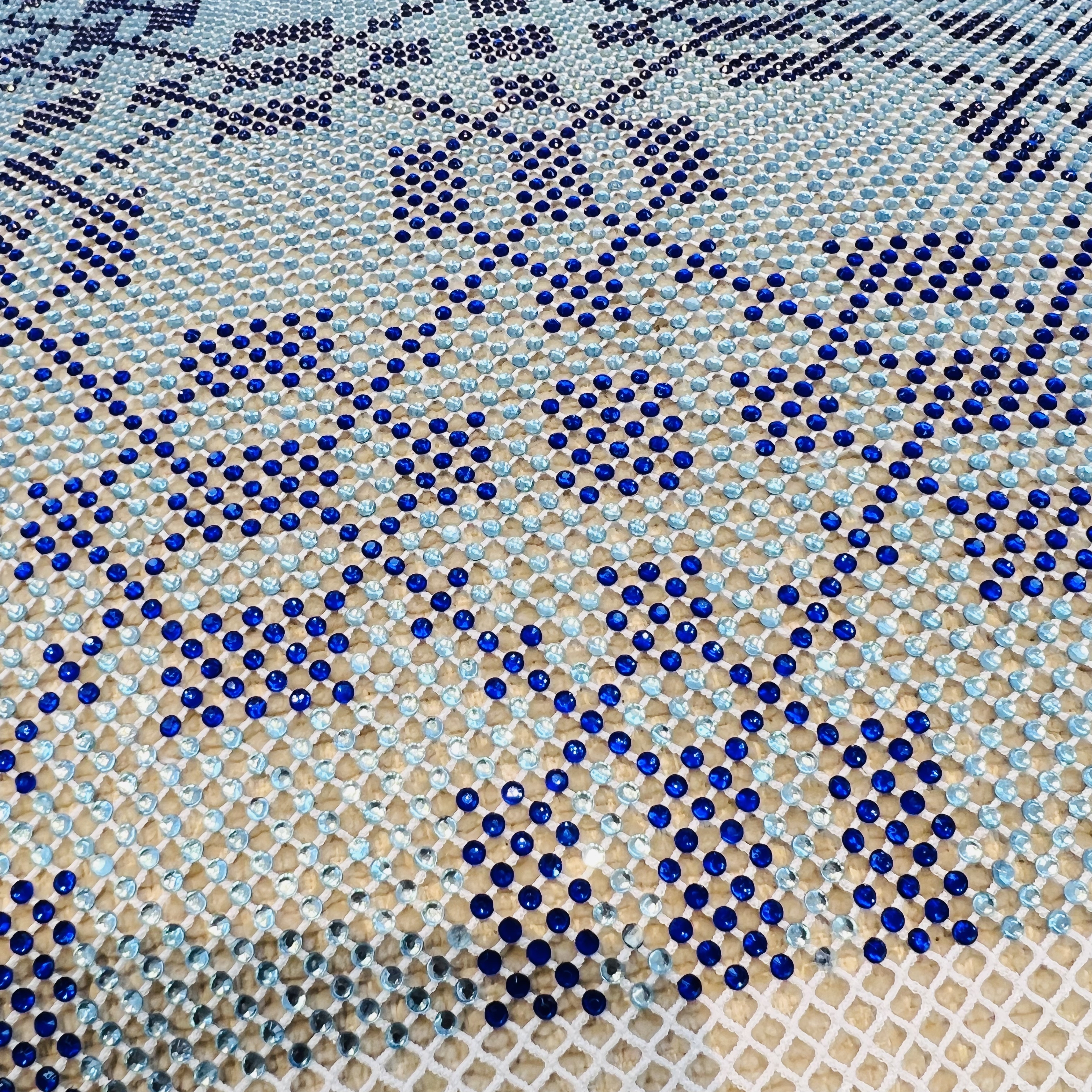 SS16 Bling Rhombus Pattern White Crystal Rhinestone Mesh Fabric Wholesale