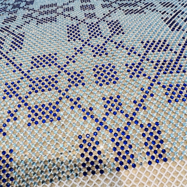 SS16 Bling Rhombus Pattern White Crystal Rhinestone Mesh Fabric Wholesale