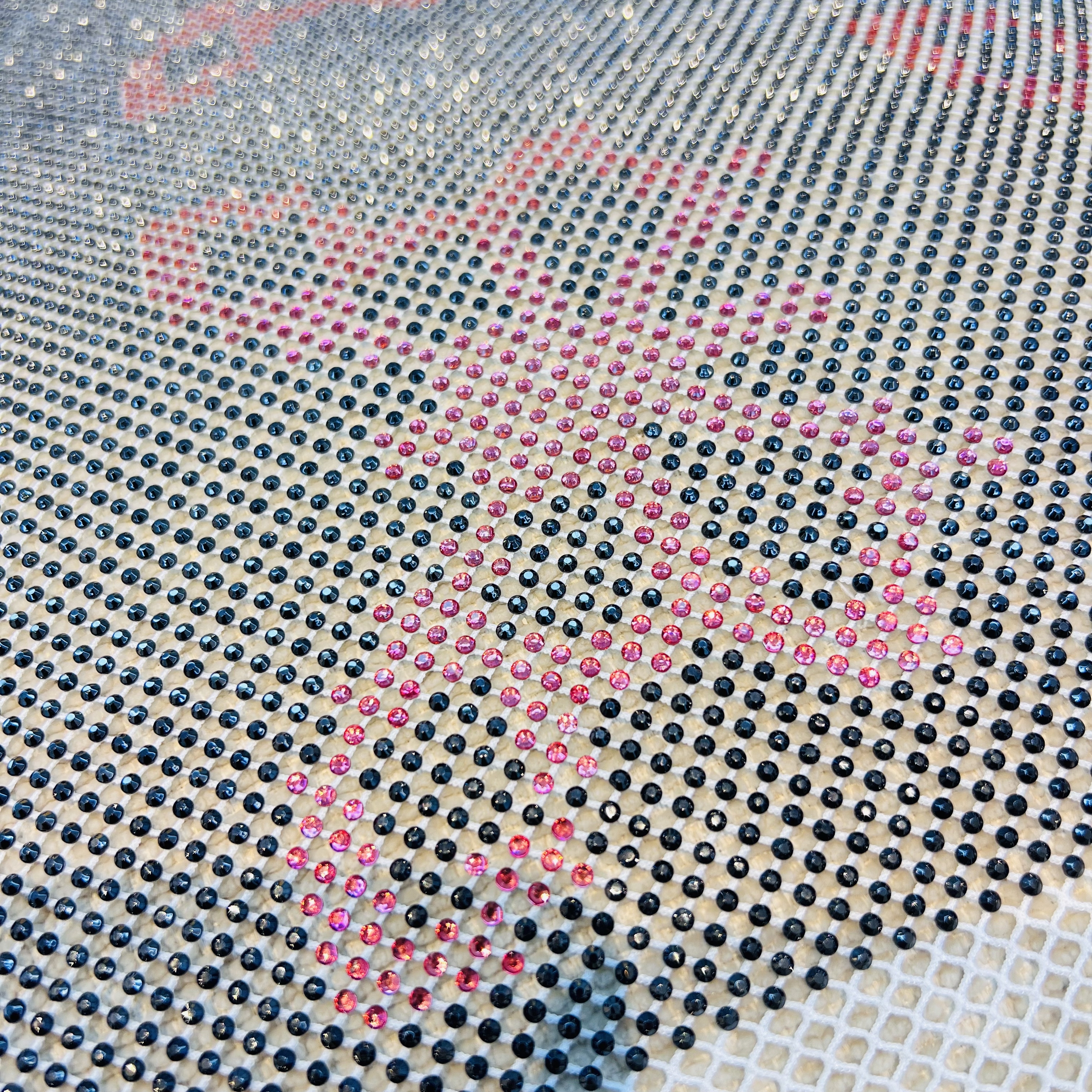 SS16 Butterfly Print White Mesh with Rhinestones Manufacturer