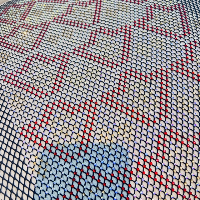 SS16 Color Block Design Bedazzled Mesh Fabric Exporter