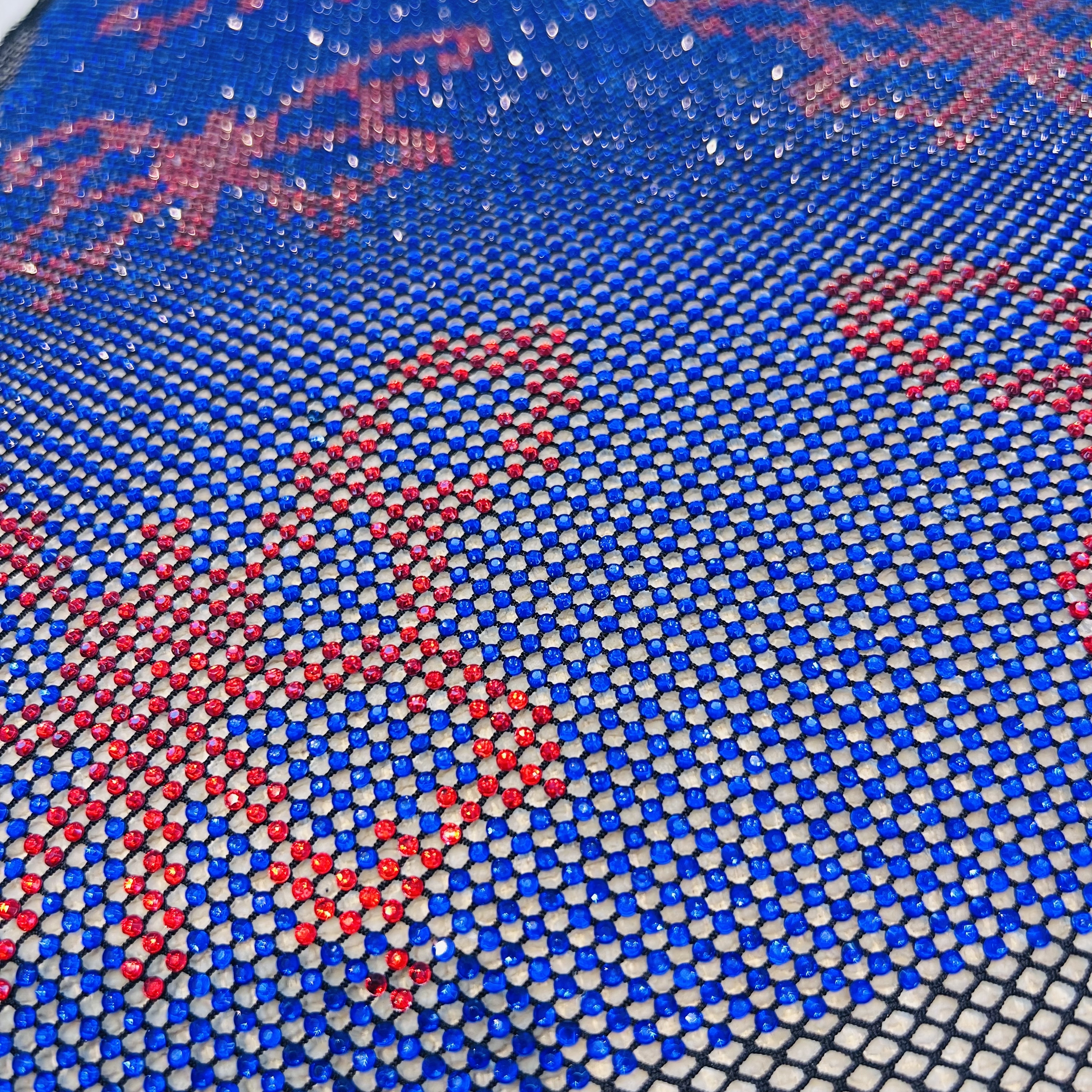 SS16 Butterfly Print White Mesh with Rhinestones Manufacturer