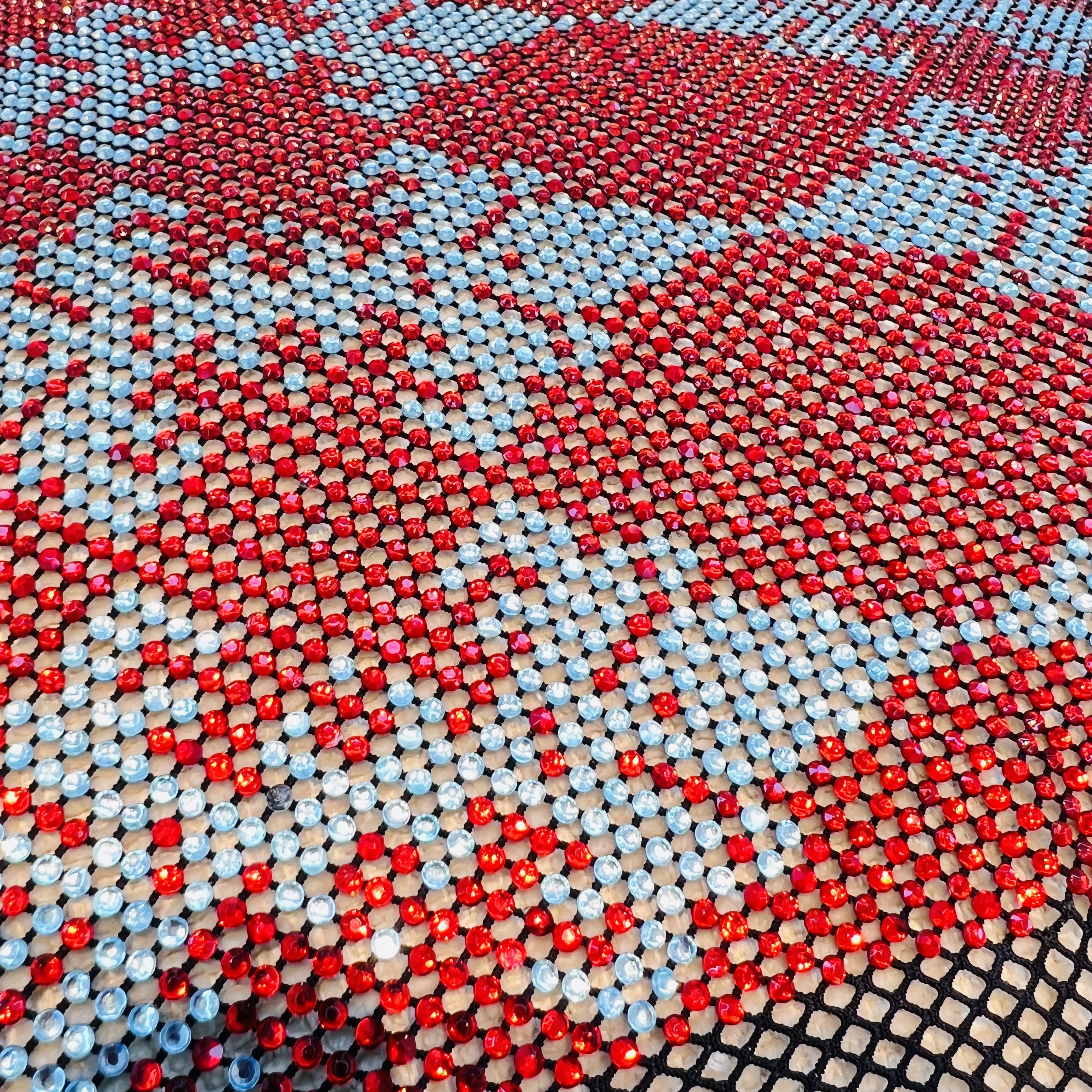 SS16 Creative Pattern Black Diamante Mesh Fabric Supplier