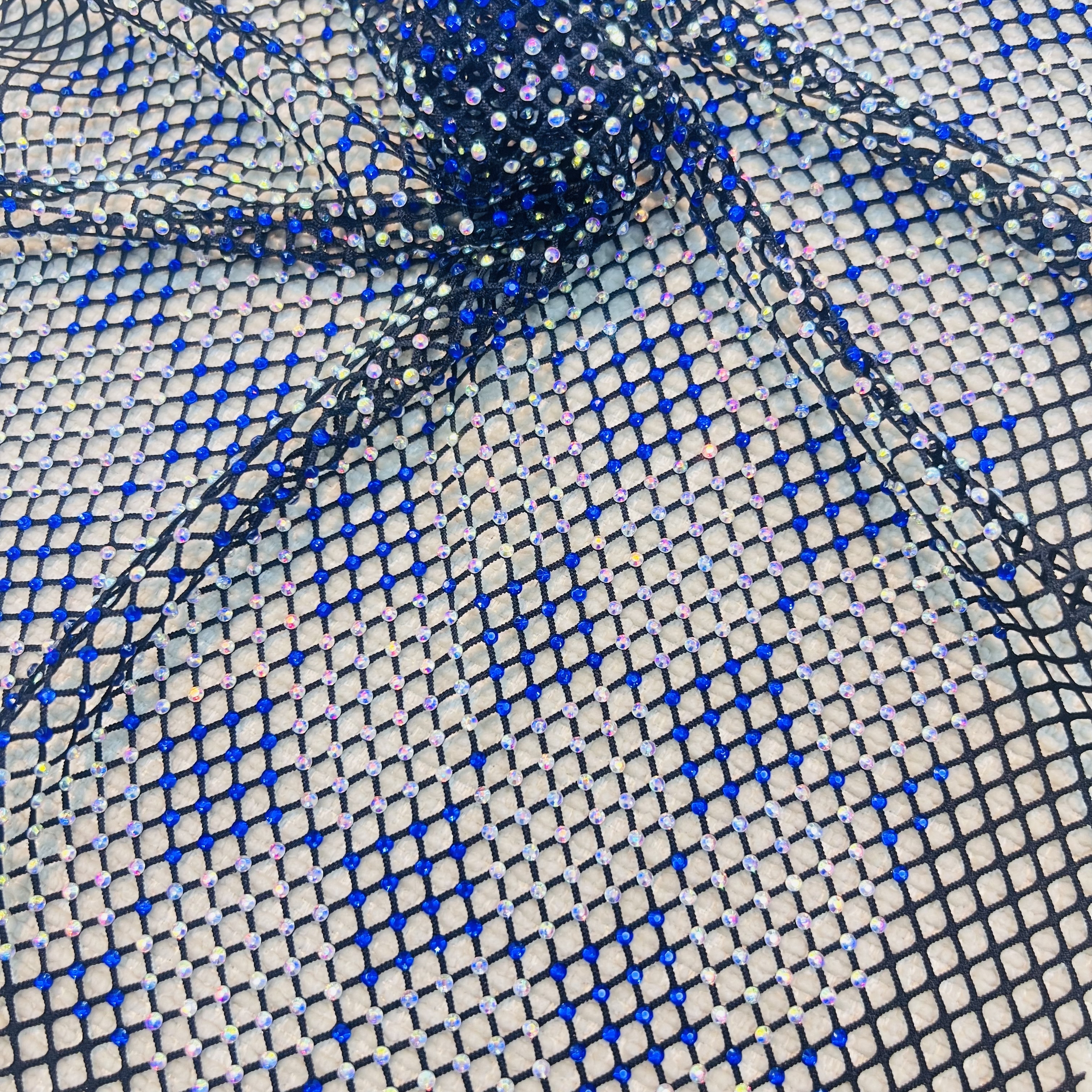 SS16 Color Block Design Bedazzled Mesh Fabric Exporter