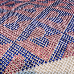 SS16 Heart Print Black Rhinestone Stretch Mesh Fabric Factory
