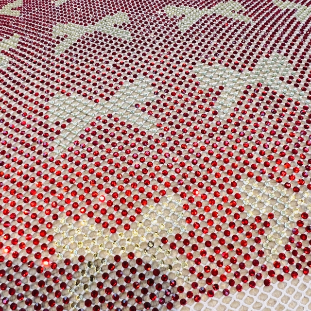 SS16 Creative Pattern Black Diamante Mesh Fabric Supplier
