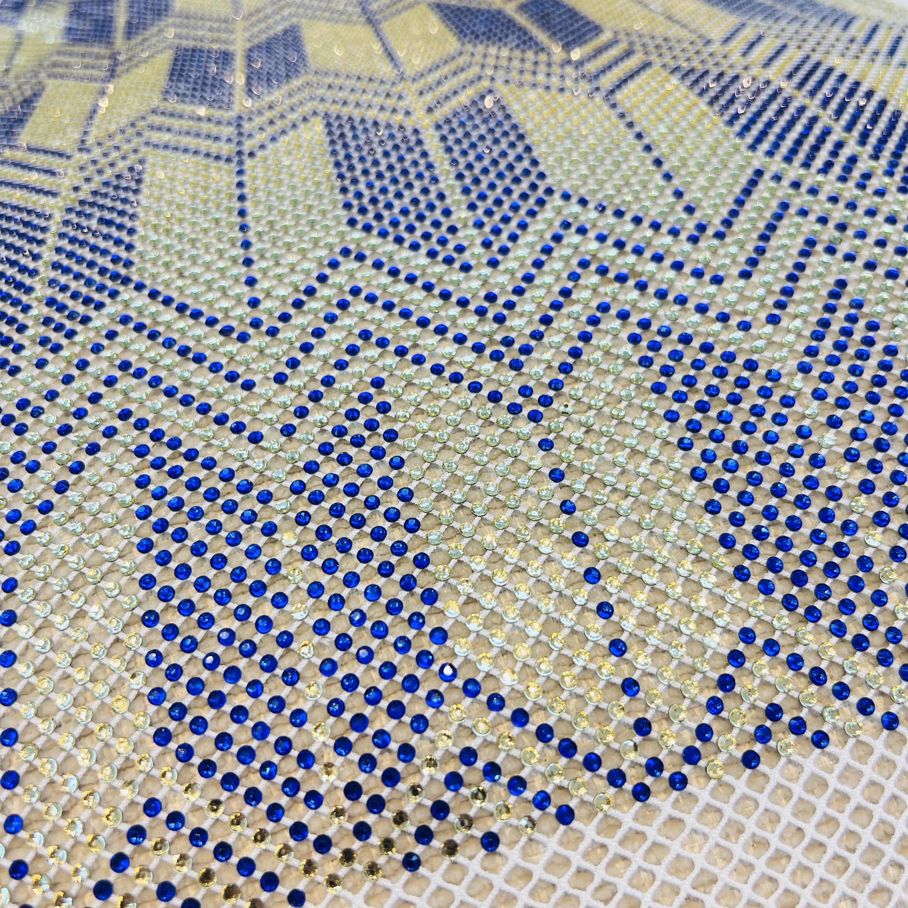SS16 Rhombus Print Black Rhinestone Mesh Fabric By The Yard Custom