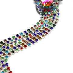 Glitter Rhinestone Neckline Applique with Tassel Chain Wholesale