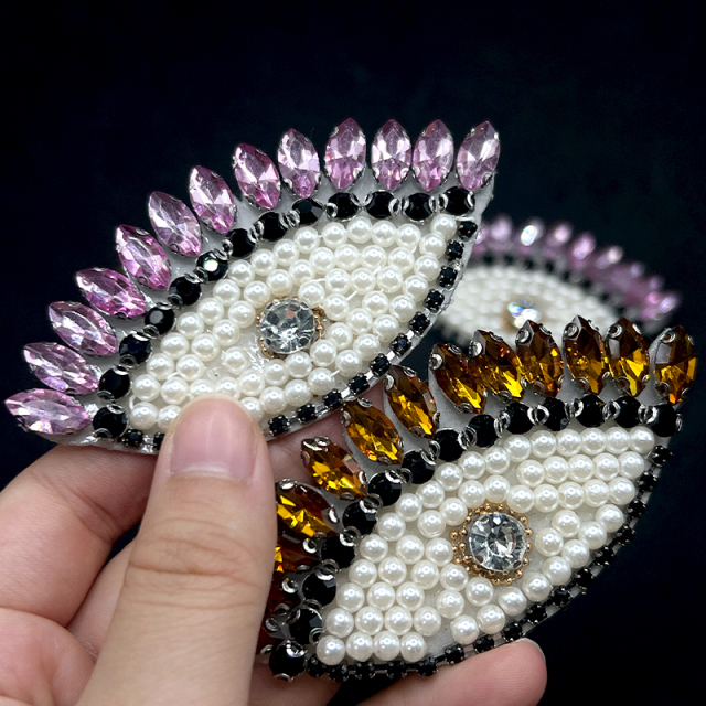 Bling Evil Eye Design Pearl Crystal Patch Exporter