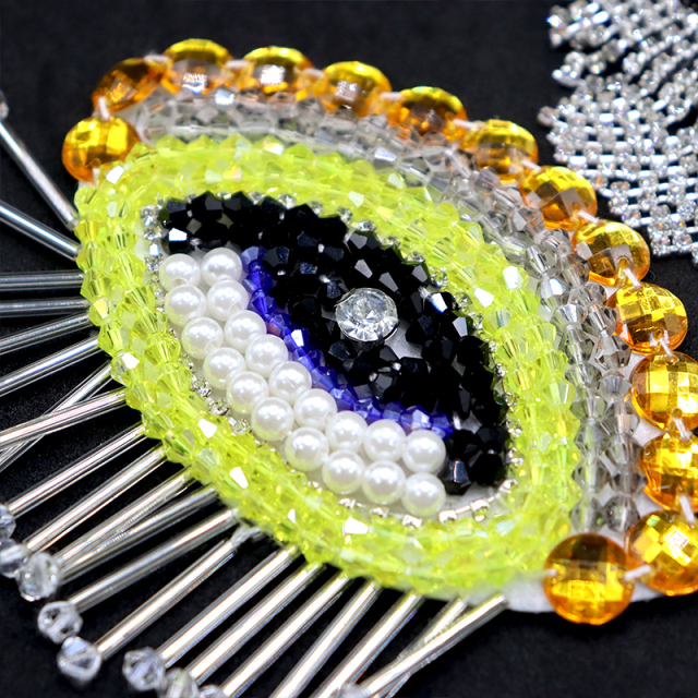 Rhinestone Beaded Eye Iron On Patches for Clothes Custom