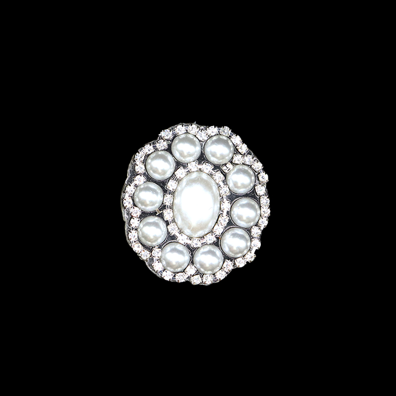 Shiny Floral Pearl Crystal Bedazzled Patch Factory
