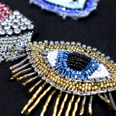 Rhinestone Beaded Eye Iron On Patches for Clothes Custom