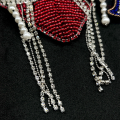 Heart Shaped Pearl Beaded Crystal Patches for Clothing Supplier