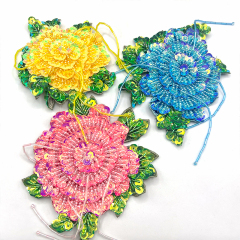 Pink Sequin Beaded Embroidered Floral Patches for Clothes Manufacturer