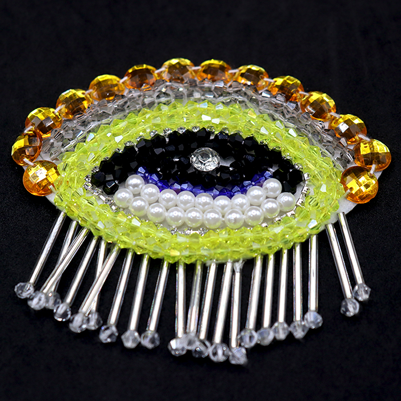 Rhinestone Beaded Eye Iron On Patches for Clothes Custom