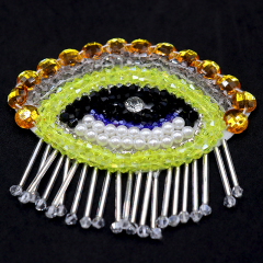 Rhinestone Beaded Eye Iron On Patches for Clothes Custom