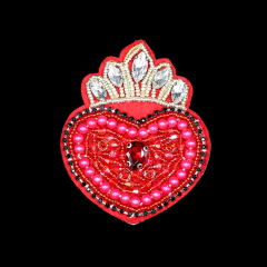 Red Heart Shape Rhinestones Applique Patches with Pearl Beaded Manufacturer
