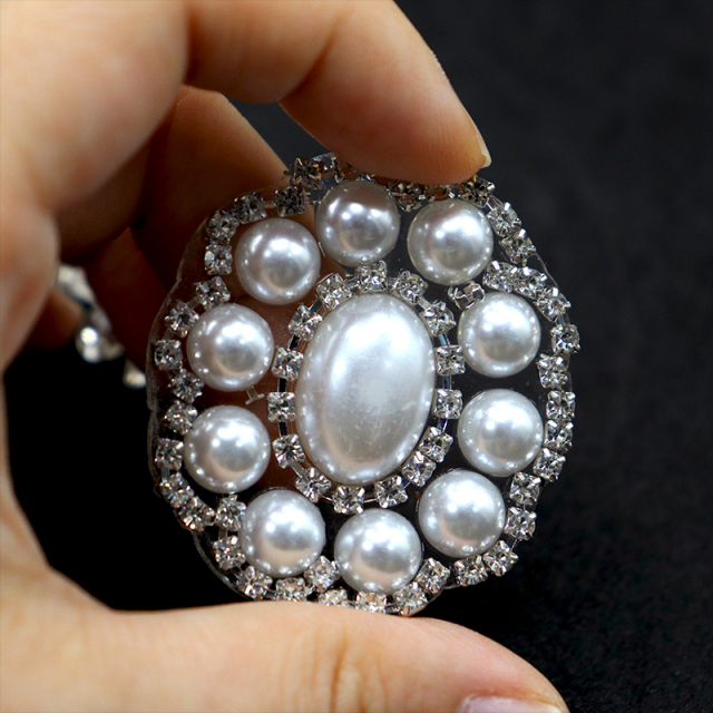 Shiny Floral Pearl Crystal Bedazzled Patch Factory