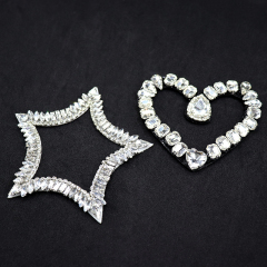Silver Rhinestone Star Heart Iron On Patch Exporter