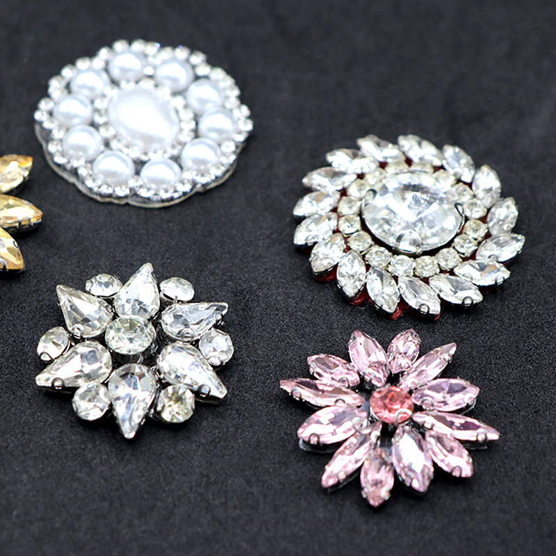 Shiny Floral Pearl Crystal Bedazzled Patch Factory