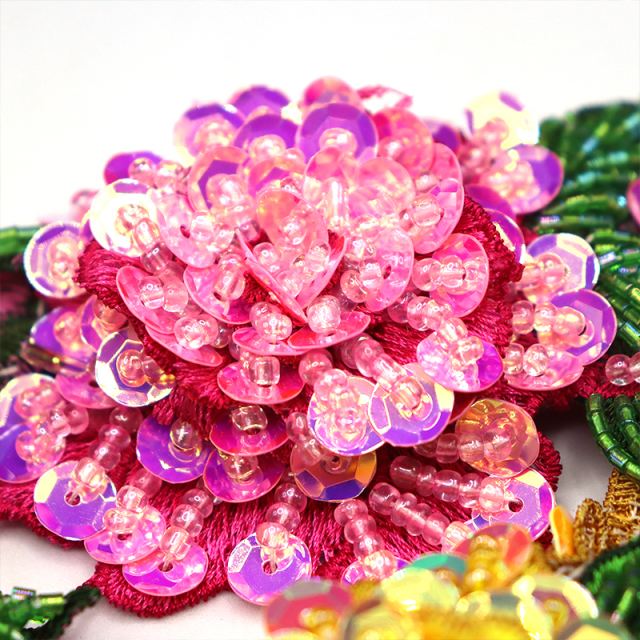 Blue Sequin Beaded Embroidered Flower Patches Appliques Factory