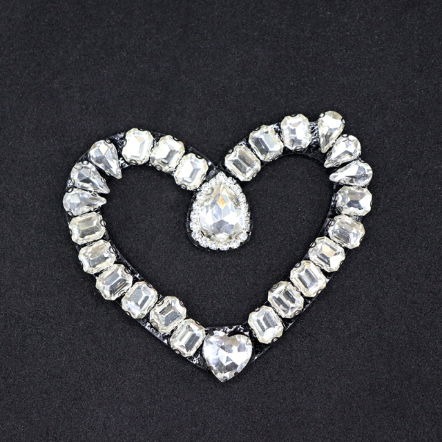 Silver Rhinestone Star Heart Iron On Patch Exporter