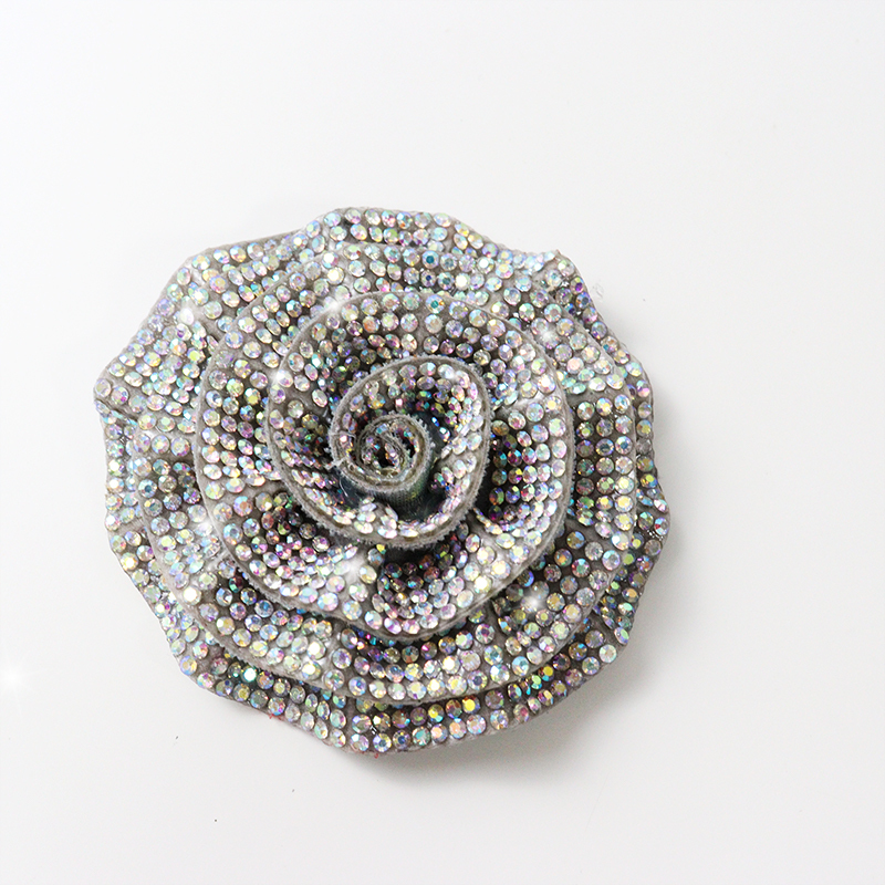 Colorful 3D Rose Floral Iron On Patches with Diamond Custom