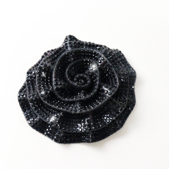 Colorful 3D Rose Floral Iron On Patches with Diamond Custom