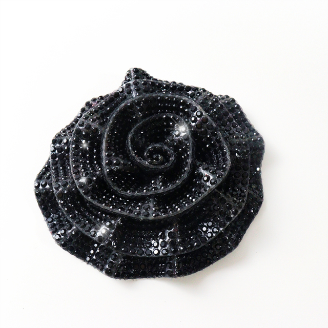 Colorful 3D Rose Floral Iron On Patches with Diamond Custom