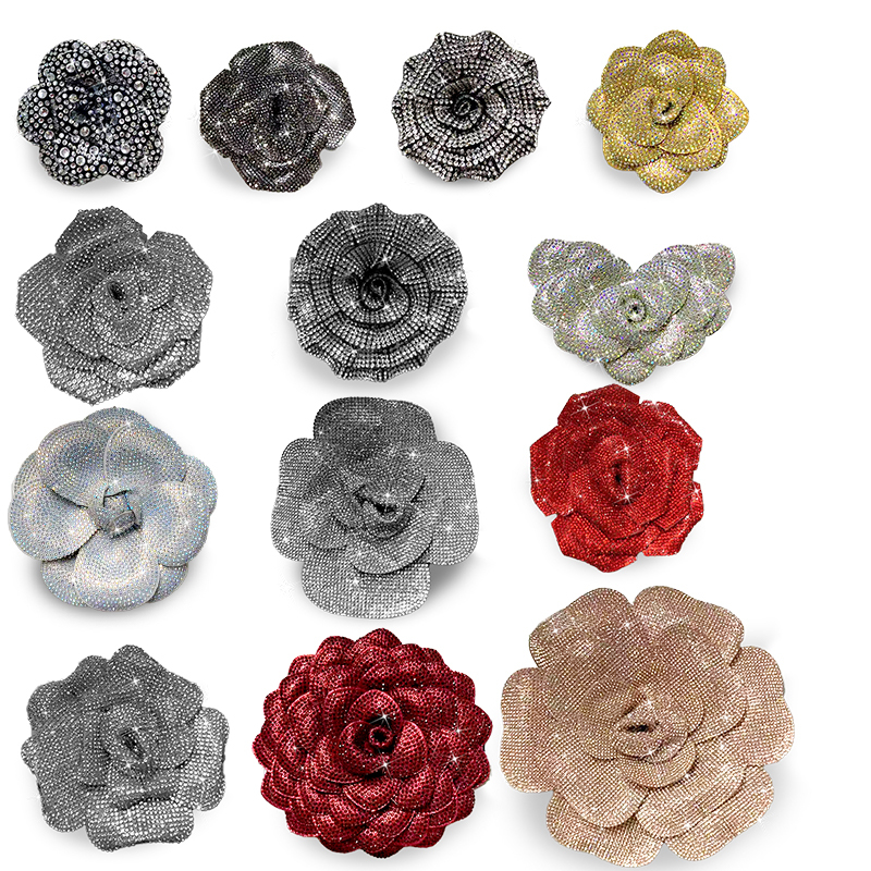 6cm 3D Color Matching Rose Floral Crystal Patches Manufacturer