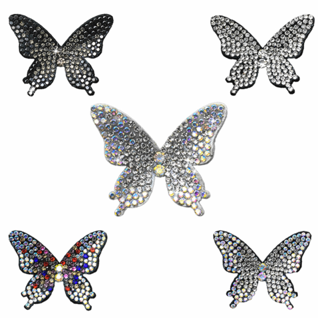 3D Small Butterfly Rhinestone Applique Patches for Clothes Supplier