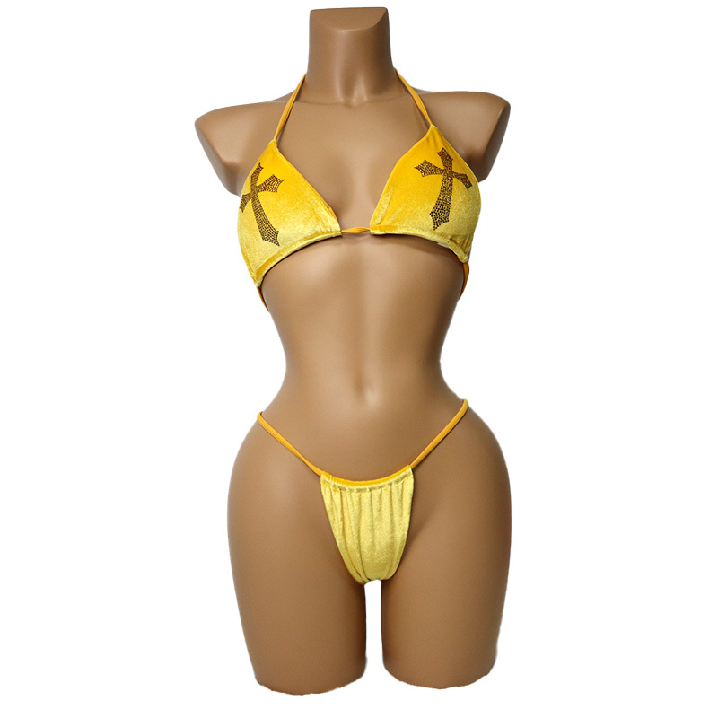 Sparkly Velvet Swimwear with Rhinestones Pattern Manufacturer
