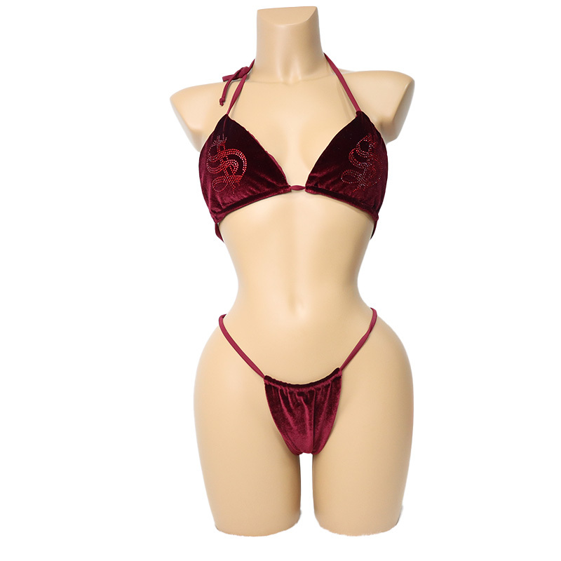 Sparkly Velvet Swimwear with Rhinestones Pattern Manufacturer