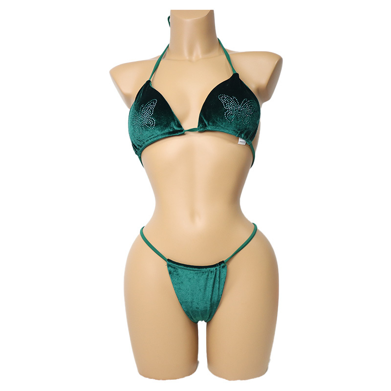 Sparkly Velvet Swimwear with Rhinestones Pattern Manufacturer