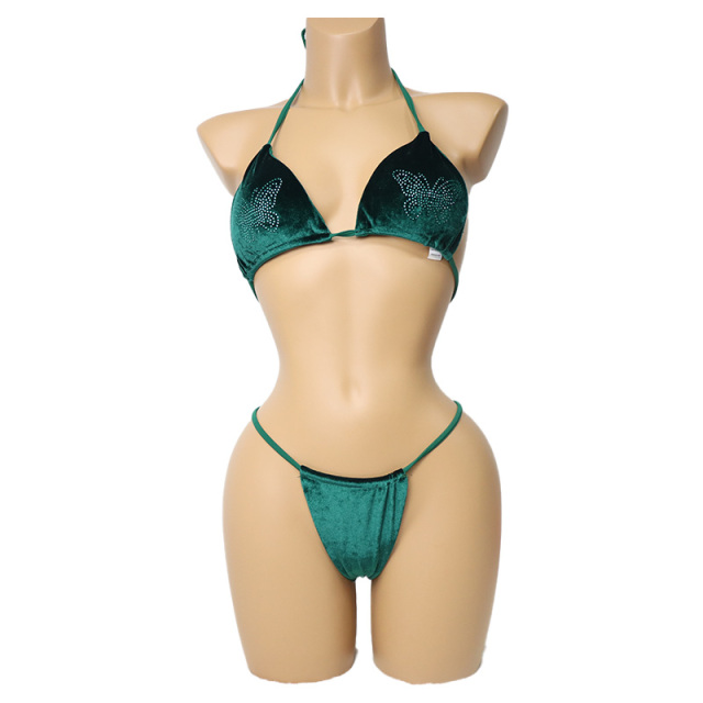 Sparkly Velvet Swimwear with Rhinestones Pattern Manufacturer