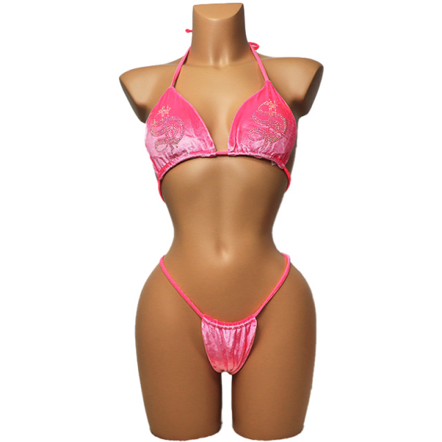 Sparkly Velvet Swimwear with Rhinestones Pattern Manufacturer