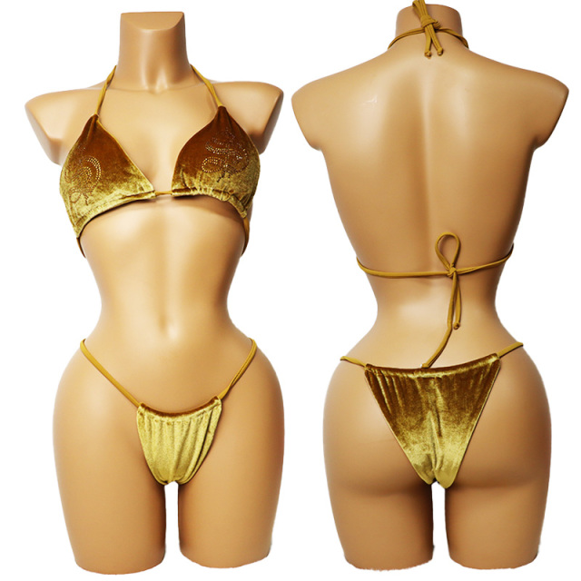 Sparkly Velvet Swimwear with Rhinestones Pattern Manufacturer