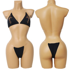 Shiny Crystal Pattern Stripper Outfits Bikini with Transparent Strap Wholesale