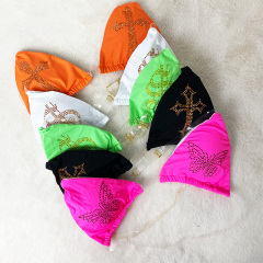 Shiny Crystal Pattern Stripper Outfits Bikini with Transparent Strap Wholesale