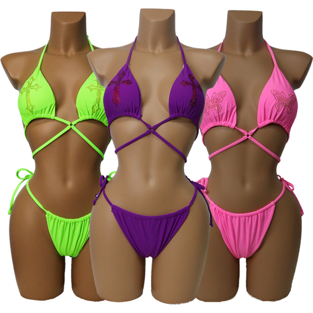 Bandage Design Pole Dance Outfits with Diamond Pattern Custom