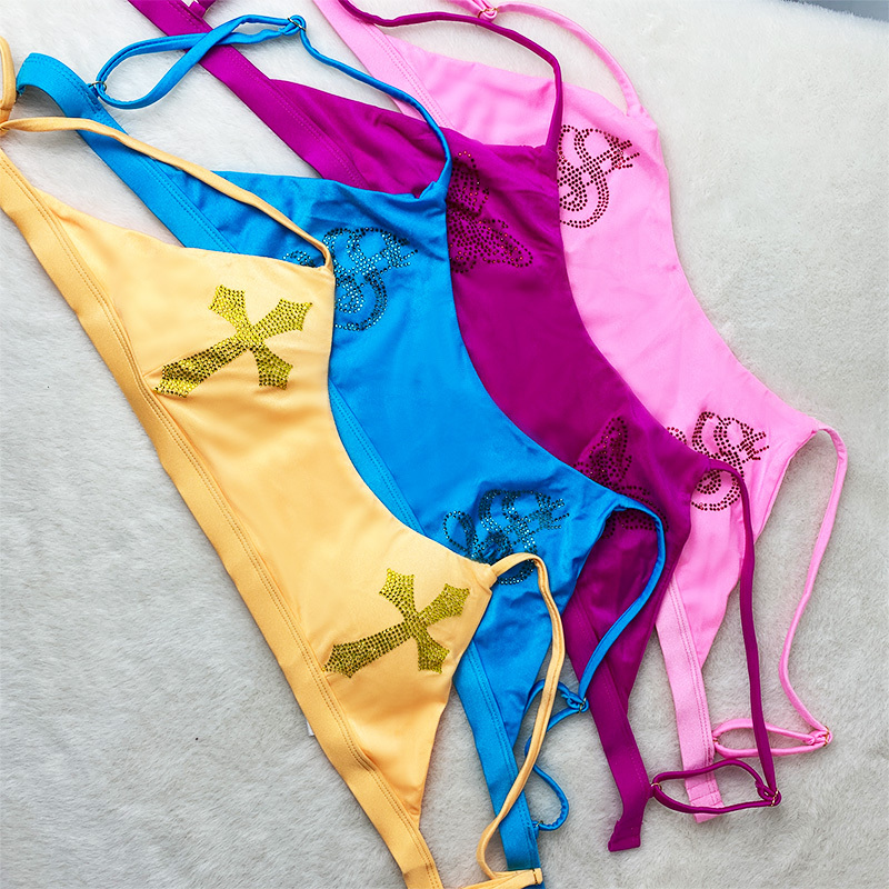 Elastic Crystal Exotic Dancer Bikini Clothes Sets Supplier