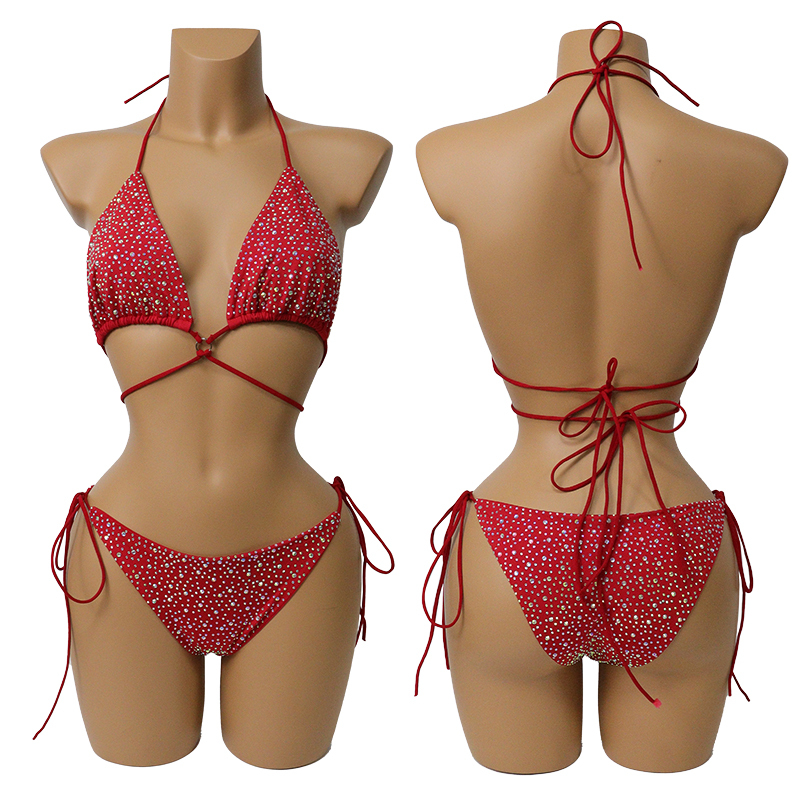 Colorful Crystal Bandage Bikini Set for Nightclub Exotic Dance Wear Manufacturer