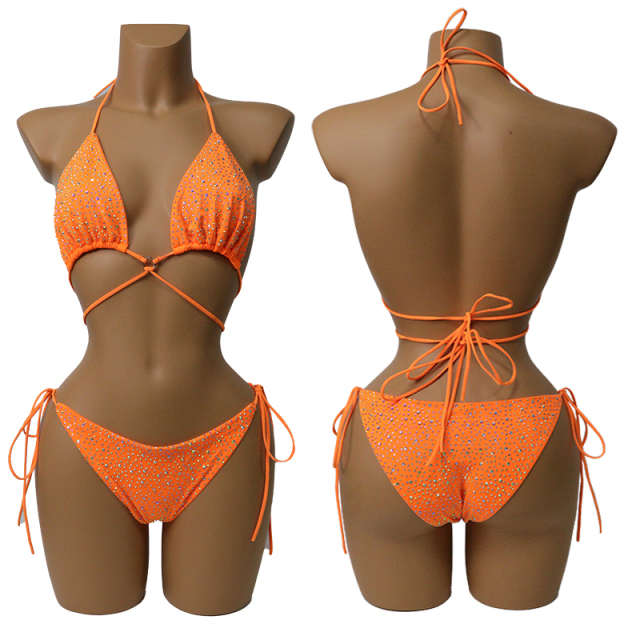 Colorful Crystal Bandage Bikini Set for Nightclub Exotic Dance Wear Manufacturer