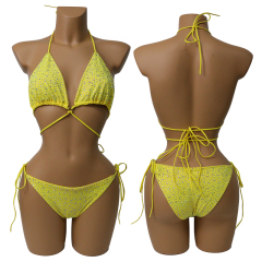 Colorful Crystal Bandage Bikini Set for Nightclub Exotic Dance Wear Manufacturer
