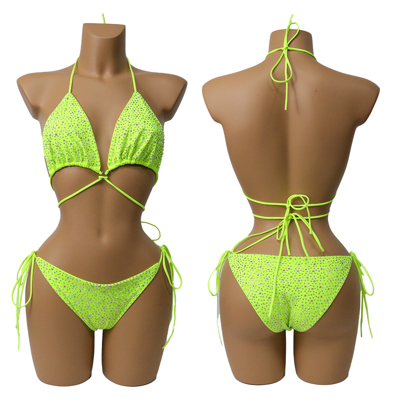 Colorful Crystal Bandage Bikini Set for Nightclub Exotic Dance Wear Manufacturer