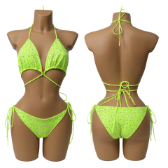 Colorful Crystal Bandage Bikini Set for Nightclub Exotic Dance Wear Manufacturer