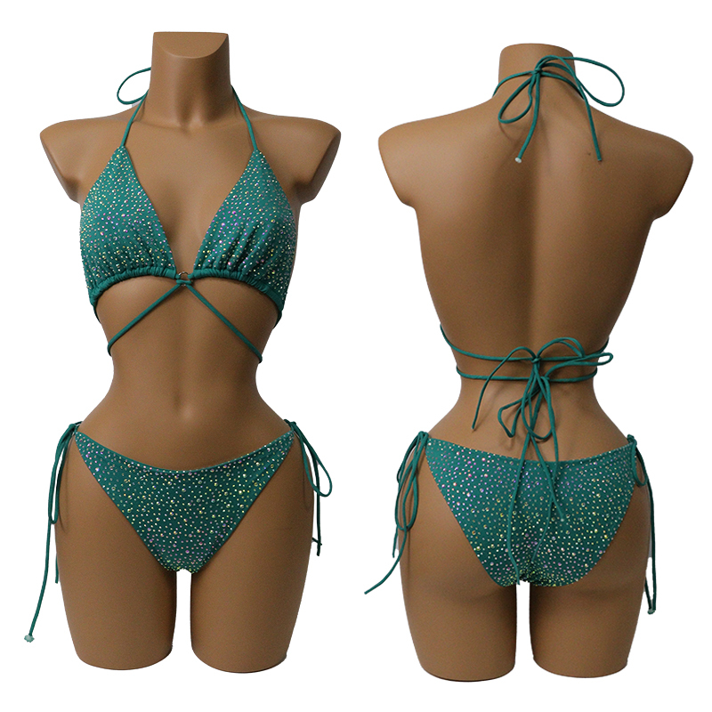 Colorful Crystal Bandage Bikini Set for Nightclub Exotic Dance Wear Manufacturer