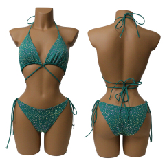 Colorful Crystal Bandage Bikini Set for Nightclub Exotic Dance Wear Manufacturer