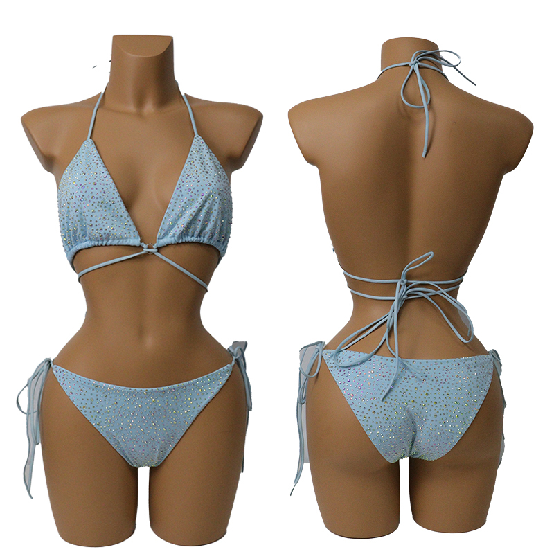 Colorful Crystal Bandage Bikini Set for Nightclub Exotic Dance Wear Manufacturer