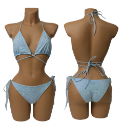 Colorful Crystal Bandage Bikini Set for Nightclub Exotic Dance Wear Manufacturer